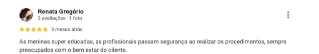 Avaliação 5 estrelas de Renata Gregório no Google